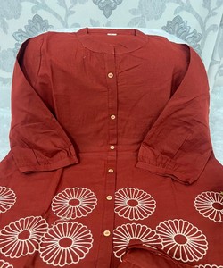 Women Cotton Kurta Set Floral Embroidery Loose Fit Midi Length Traditional Indian Pakistani Ethnic Casual Outfit SHAGUN 85370 - Product Image 4