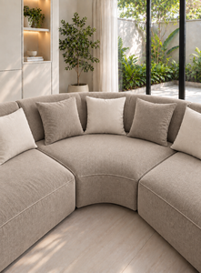 Sofá Esmeralda Moderno Minimalista Sudut Luna Taupe con Brazos Curvos, Juego de Sofás de Tela Premium Ecológica para Sala de Estar y Apartamento - Product Image 5
