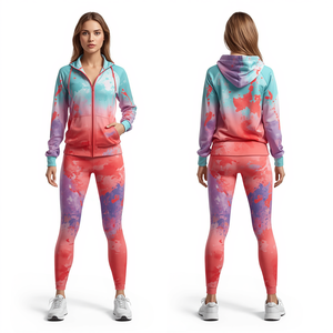 Conjunto Deportivo Informal Unisex con Capucha y Cremallera, Diseño a Cuadros, Ligero, de Poliéster/Algodón Antipilling, Marca Caustic International - Product Image 4