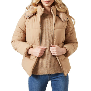 Stylish and Ultra-Warm Womens Long Puffer <b>Jacket</b> With Hood and <b>Down</b> <b>Filling</b> for the Cold Winter Season Cotton - Product Image 1