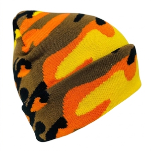 Custom Knit <b>Camo</b> Beanie Hat Winter Warm Acrylic Skull <b>Cap</b> Folded Cuff Cycling Daily Outdoor Casual - Product Image 4