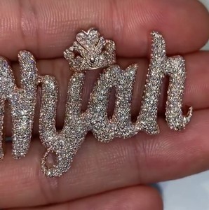 Iced Out <b>Chain</b> Pendant Men Jewelry 925 Sterling Silver Solid Gold Letter <b>Name</b> Hip Hop Custom MJoissanite Diamond Pendant - Product Image 2