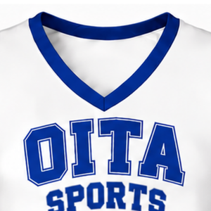 Haut d'uniforme de cheerleading bleu roi sans manches, col en V, pour entraînement de danse d'équipe, compétition, vêtements de sport athlétiques - Product Image 3