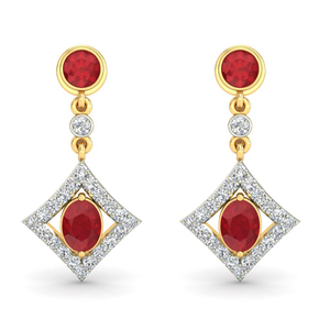 925 sterling <b>silver</b> Gold-Plated Red Cubic Zirconia Geometric <b>Drop</b> <b>Earrings</b> for Women – Elegant Bridal Party Jewelry Handmade - Product Image 2