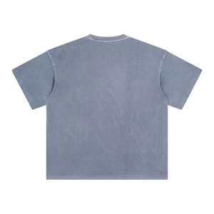 Camiseta de manga corta para hombre, informal, holgada, 100% algodón, 260G, diseño de hombro caído, cuello medio, lavado Earth Snow - Product Image 4