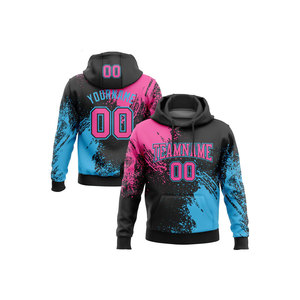 เสื้อฮู้ดผู้ชายผ้าฟลีซสีไล่ระดับแบบกำหนดเอง ผ้าฝ้าย 100% พิมพ์ลายซับลิเมชั่น ชื่อทีม เบอร์ทีม กระเป๋าเสื้อ ใส่สบายสำหรับฤดูหนาว - Product Image 1
