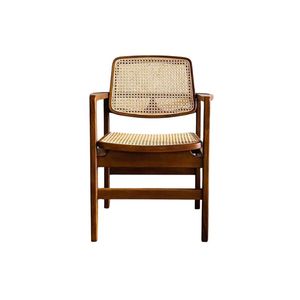 Midcentury Modern Wood Yiro Living Room <b>Chair</b> With <b>Cane</b> Seat And Back Handmade Solid Back Leisure <b>Chair</b> For Home Furniture - Product Image 3