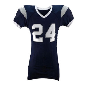Ensemble de maillot de football américain rouge pour homme avec numéro 24, col en V, manches courtes, maille respirante, pantalon uniforme, ceinture noire - Product Image 4