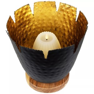 Support de bougie en fer noir fait main, écologique, durable, avec accents dorés, résistant à la chaleur, pour usage religieux, portable, décoration de la maison - Product Image 2