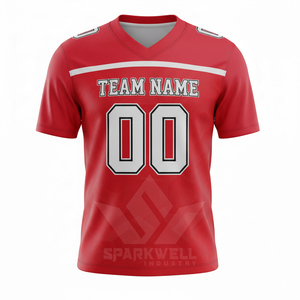 Camiseta de Fútbol Americano para Hombre, Color Marrón, Cuello en V, Manga Corta, Sublimada, Poliéster que Absorbe la Humedad, Uniforme de Equipo Personalizado - Product Image 2