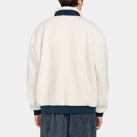 Manteau d'hiver en sherpa pour homme, couleur unie, fermeture éclair, coupe ample, manches longues, style streetwear, en polaire et laine, vente en gros