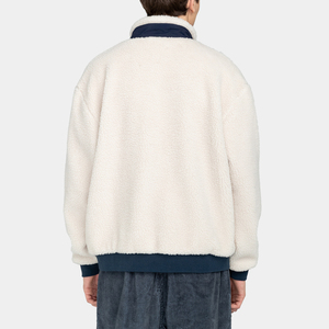 Manteau d'hiver en sherpa pour homme, couleur unie, fermeture éclair, coupe ample, manches longues, style streetwear, en polaire et laine, vente en gros - Product Image 4