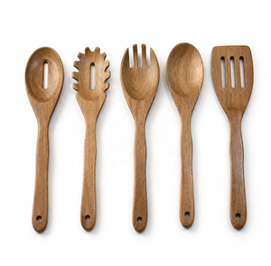 Cuchara de madera natural hecha a mano, la más vendida, con ranuras, ecológica, para cocinar y colar, con mango largo, hecha en Vietnam - Product Image 2