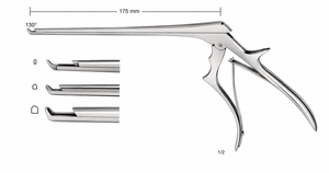 Kerrison Rongeur 7″ (17.8cm) Shaft 40 Degree Forward Up Thin Footplate 3mm <b>Bite</b> Sharp Cutting Edge with Spring Action Handle - Product Image 3