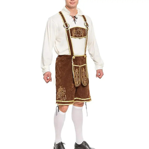 Costumes d'affaires bavarois pour hommes, shorts traditionnels Oktoberfest Trachten en velours gaufré marron, tenue de festival, grandes tailles adultes - Product Image 6