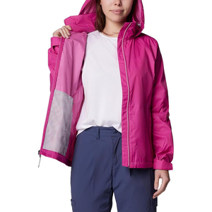 Chaqueta Cortavientos Rosa Fucsia para Mujer, Impermeable, con Capucha, Detalle de Cremallera en Contraste, Ropa Deportiva, Chaqueta Deportiva para Exteriores - Product Image 4