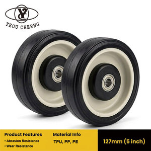 Roue de chariot de service en TPU noir 127 mm à roulement lisse pour chariots de ménage – Vente en gros - Product Image 4