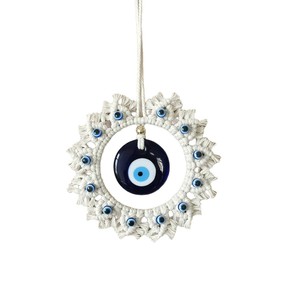 Décoration murale en macramé œil porte-bonheur faite à la main de haute qualité, style bohème, pour Noël, en corde de coton, pour usage intérieur - Product Image 1