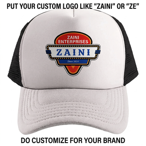 Gorra Unisex de 5 Paneles con Malla Negra Frontal Impermeable, 280 GSM, 100% Algodón Premium, con Logotipo Bordado Personalizado en Blanco - Product Image 1
