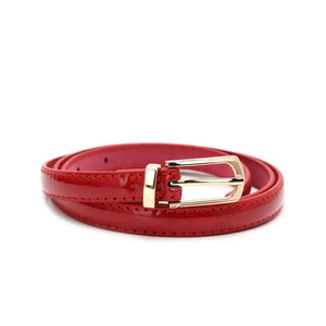 Red Genuine Leather <b>Belt</b> With Gold <b>Tone</b> Pin Buckle Casual Style Solid Color Women's Accessory - Product Image 2
