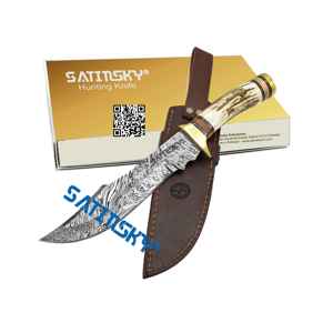 Cuchillo de bolsillo de Damasco hecho a mano 8 "en mango de Micarta vaina plegable regalo de caza alto carbono 1095 + 15N20 fuente de alimentación Manual - Product Image 5