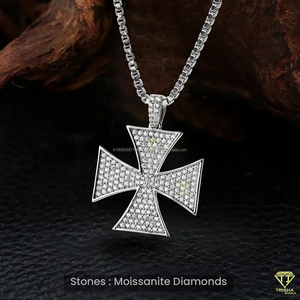 Collier croix glacée pour hommes 925 argent Moissanite pendentif croix de fer glacé en argent Sterling Bling Hip Hop bijoux foi chrétienne - Product Image 2