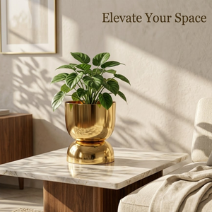 Pot de fleurs moderne en laiton finition or |   Jardinière de sol durable, écologique et légère pour la décoration de jardin et de maison - Vente en gros - Product Image 3