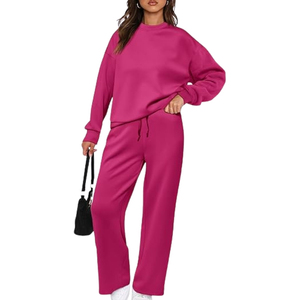 Conjunto Deportivo de Mujer, Cuello Redondo, Color Sólido, Manga Larga, Cintura Elástica, Corte Holgado, para Todas las Temporadas - Product Image 5