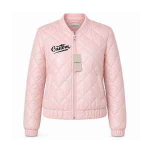 Blouson universitaire matelassé en cuir PU léger personnalisé, respirant, coupe-vent, rembourré, décontracté, brodé, hiver automne, OEM ODM, devant - Product Image 1