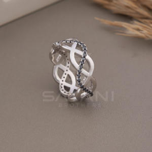 Anillo Infinito de Moissanita Negra, Elegante Banda Infinita, Oro Blanco de 14k, Cruz Vintage, Joyería Nupcial de Lujo, Aniversario, Compromiso - Product Image 6