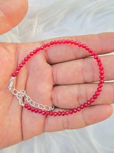 Bracelet de cheville en quartz rubis, perles enfilées, magnifique, qualité supérieure, cristal naturel - Product Image 3