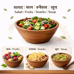 KHATI HOUSE Artisan Harvest Bowl | Premium Wooden Serving Essential for Salads Fruits and Snacks - Product Image 2