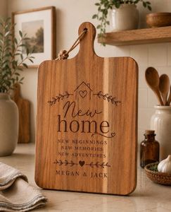 Elegant Wooden Chopping Block Engraved Slogan Rectangular With Wooden Handle Kitchenware Cutting <b>Board</b> By Universal Overseas - Product Image 1