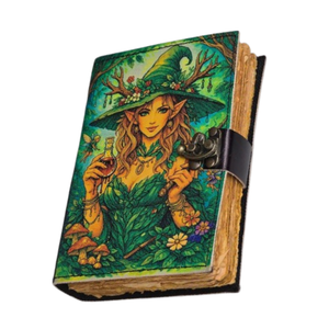 Personalized Gothic Printed Leather Journal, Raven Girl Artwork Notebook Handmade Floral <b>Diary</b> Deckle Edge Paper, Christmas Gift - Product Image 1