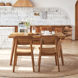 Juego de Comedor Moderno de Madera, 5 Piezas, Sillas con Respaldo Sólido, Mesa Rectangular, Estilo Escandinavo, Muebles Duraderos para el Hogar - Product Image 2