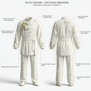 Uniforme de Tai Chi Kung Fu de Color Liso Sólido OEM ODM para Actuaciones en Escenario, Ropa de Artes Marciales para Hombre con Bordado de Dragón, Uniforme de Karate - Product Image 2