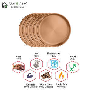 Nikki 6 PCS Double Wall Stainless Steel Side Plate Rose <b>Gold</b> PVD Coating Dishes & Plates - Product Image 1