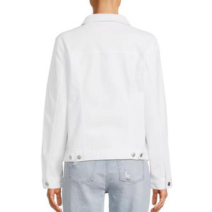 Women White Denim Jacket Casual Slim Fit <b>Jean</b> Coat Long Sleeve Solid Outerwear Classic Button Up Cotton Jacket For Ladies New - Product Image 4