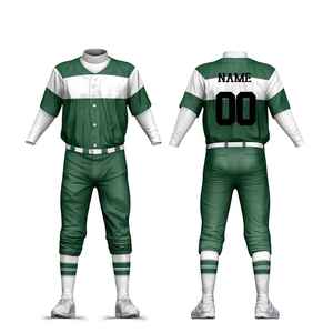 Custom Green White Baseball Uniform Men's Breathable Sublimated Jersey <b>Pants</b> Set Short Sleeve All Seasons Adult Team Apparel - Product Image 1