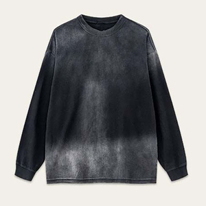 Hot Selling 100% Cotton Acid Washed Sweatshirt High Street Casual Style Pullover Men's Sweatshirt Cotton Sweaters Basics Wear - Product Image 1