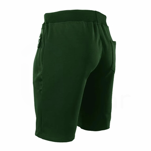 Pantalones Cortos Bermuda para Hombre, Color Verde Sólido, con Cordón Ajustable, Bolsillos, Estilo Casual Tejido, Cintura Media - Product Image 3