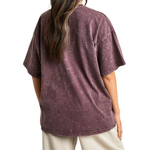 Camiseta Oversize de Algodón Pesado para Mujer 2026, Camiseta Lisa con Lavado Ácido, Camiseta Vintage con Gráficos Personalizados - Product Image 4