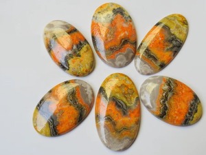 Quartz naturel Bumble Bee, cabochon poli lisse taille poire, forme fantaisie jaune sur une face, 20-40MM, pierre en vrac pour la fabrication de bijoux - Product Image 6