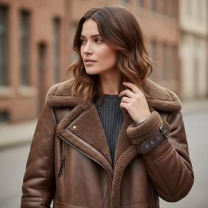 Manteau long d'hiver en cuir souple pour femmes, veste extérieure élégante, vêtements de tous les jours, veste d'hiver en cuir pour femmes, vêtements d'extérieur, mode quotidienne - Product Image 3