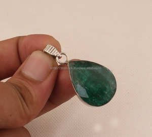 925 pendentif en argent Sterling pierre précieuse pendentif fait main cadeau de demoiselle d'honneur pendentif émeraude naturelle bijoux en argent - Product Image 4