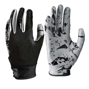 Red Full Finger American Football Gloves PU Material Non Slip <b>Hook</b> And Loop Closure Unisex Outdoor Use - Product Image 5