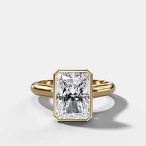 Wholesale 14k <b>Gold</b> Radiant Cut Lab Grown Diamond Engagement <b>Ring</b> 4.00ct Bezel <b>Set</b> Cathedral Solitaire Wedding Bands Manufacture - Product Image 1