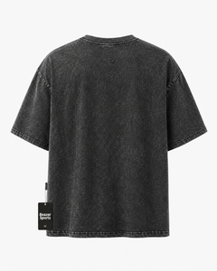 เสื้อยืดโอเวอร์ไซส์สีเทาพิมพ์ลายสำหรับผู้ชาย แบรนด์ Beazer Sports แขนสั้น คอกลม ผ้าฝ้ายลำลอง ลายกราฟิก ล้างสีแบบ Acid Wash - Product Image 5