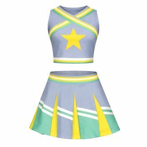 Ensemble d'uniformes de cheerleading avec étiquette tissée, tenue de supporter, vêtements d'encouragement, couleurs personnalisées, impression par sublimation - Product Image 1