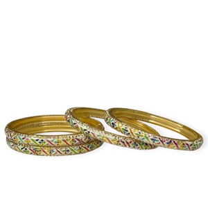 Paquete Económico de Brazaletes de Vidrio con Diseño Floral, Juego de Pintura al Óleo con Patrón Multicolor y Borde de Piedras a Precio de Mayoreo - Product Image 2